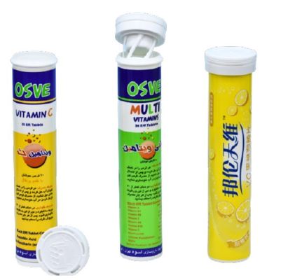 comprare Bottiglie di compresse di vitamine effervescenti in plastica bianca con tappo a spirale e essiccante fabbricazione online