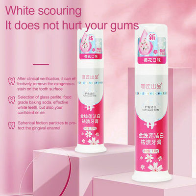 Press Pump Toothpaste Cherry Blossom Flavor for Adults Teeth Whitening and Oral Care