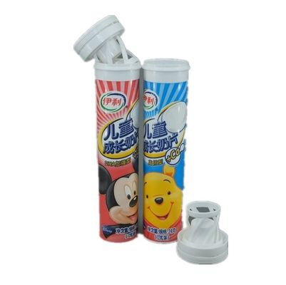 comprare Tubi di plastica a prova di bambino stampati su misura per l' imballaggio di compresse effervescenti bianche lunghe fabbricazione online