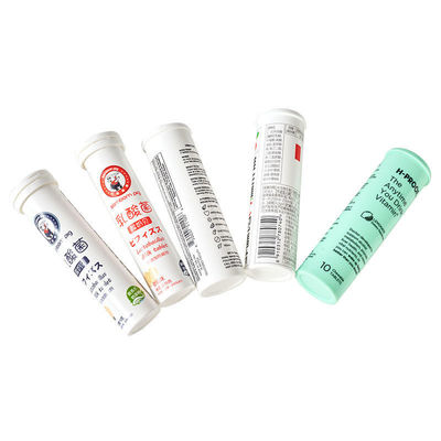 OEM Effervescent Tablet Container White Straight Print Custom Tube with Desiccant Cap