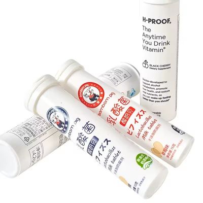 Effervescent Tablets Bottle with Flip Cap White Custom Made Vitamin Plastic Packaging