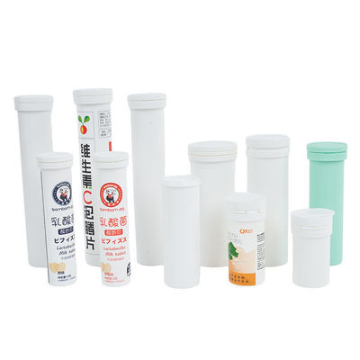 PP Material Customized White Plastic Effervescent Tablet Tube Bottle With Discant Cap