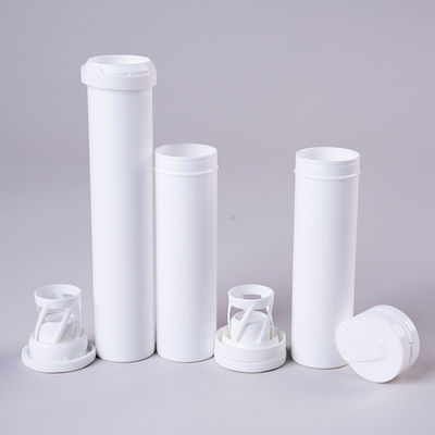 Tubo per compresse effervescente con copertura a spirale Diametro del dessicante 29 mm confezionato su misura in tubo bianco lungo