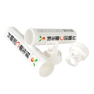 Compressa effervescente Vitamina C Bottiglia con tappo PP e logo personalizzato in plastica bianca